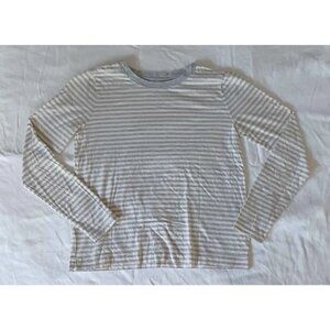 LOFT Light Grey Striped Long Sleeve Shirt